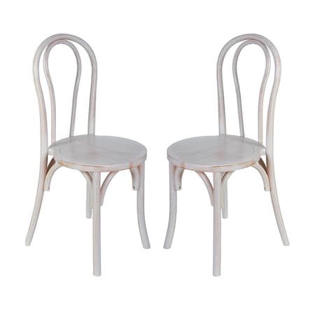 Flash Furniture Betsy Commercial Grade White Wash Thonet Style Solid Wood Stackable Dining Chair, 2PK 2-ZH-8003A-WHTWSH-GG